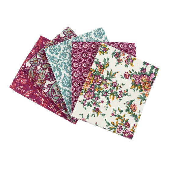 Vintage Floral Cotton Fat Quarters 5 Pack