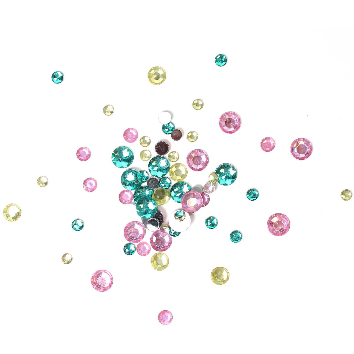 Green and Pink Assorted Round Gems 90g
