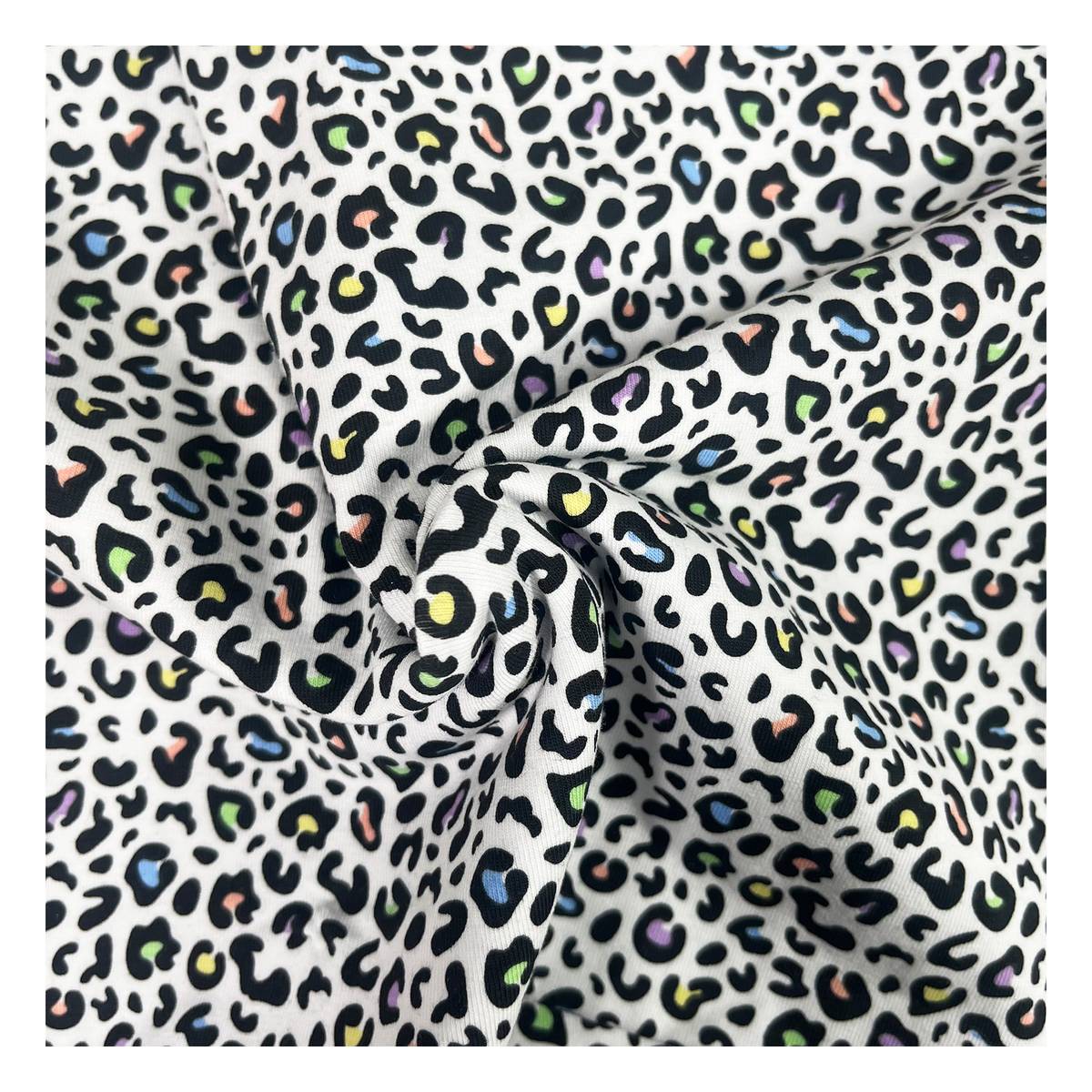 Rainbow Leopard Cotton Spandex Jersey Fabric by the Metre