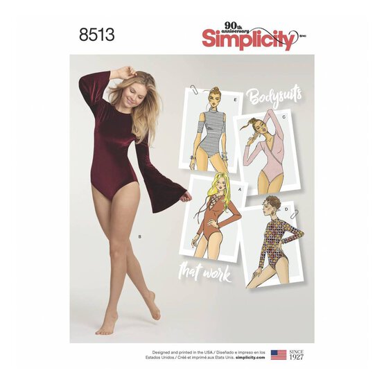 Simplicity Knit Bodysuit Sewing Pattern 8513 (XS-XL)
