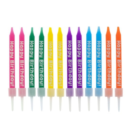 Rainbow Happy Birthday Candles 12 Pack