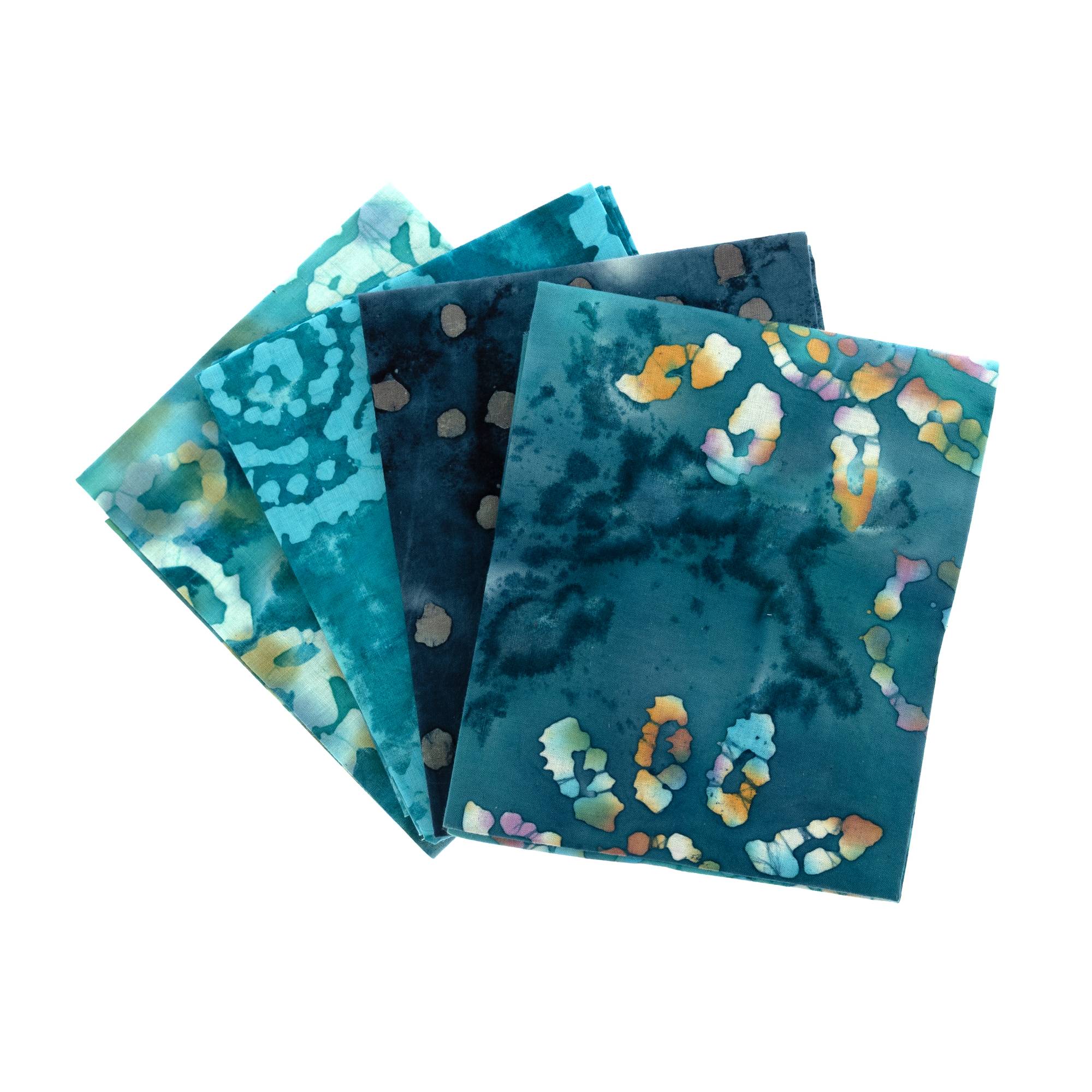 Blue Batik Cotton Fat Quarters 4 Pack