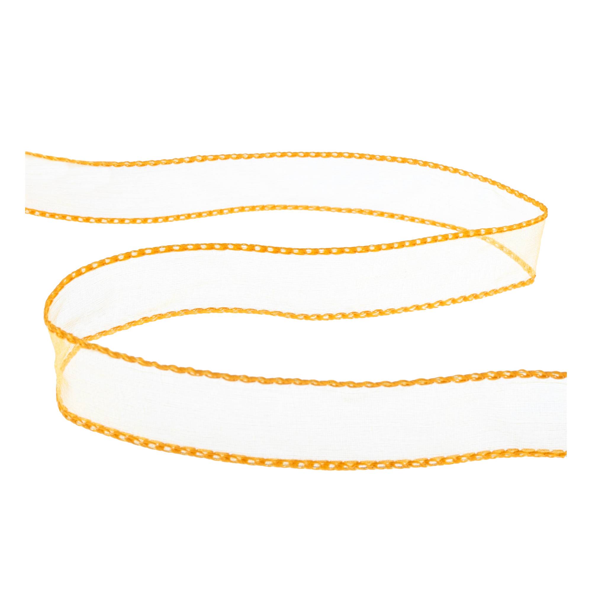 Bright Gold Wire Edge Organza Ribbon 25mm x 3m