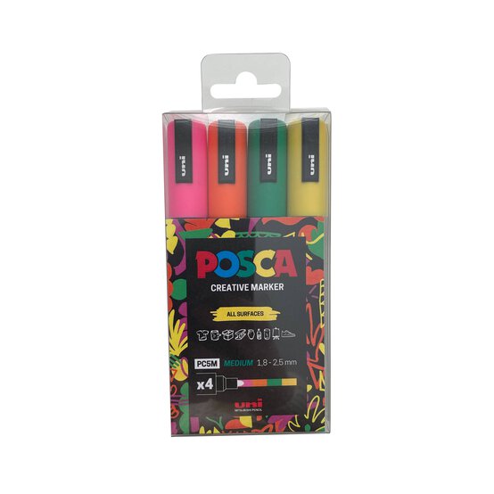 Uni-ball Posca PC-5M Colour Block Marker Pens 4 Pack