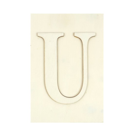 Wooden Letter U Plaque 10cm x 15cm