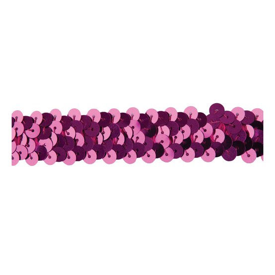 Fuchsia 20mm Sequin Stretch Trim by the Metre