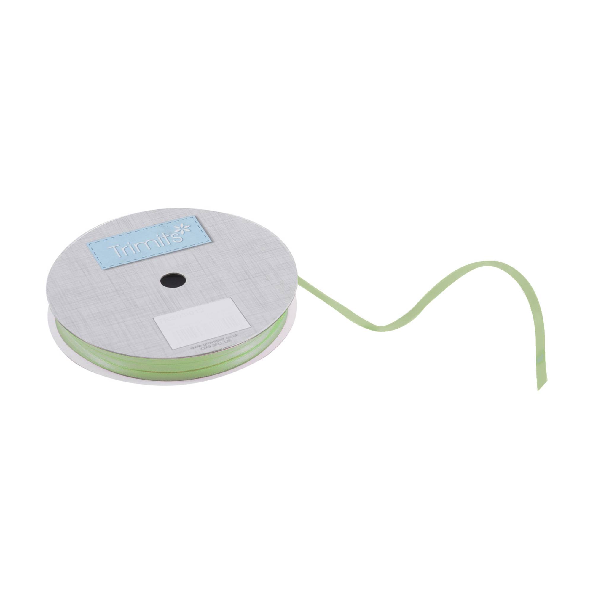 Trimits Green Double-Faced Satin Ribbon by the Metre 6mm