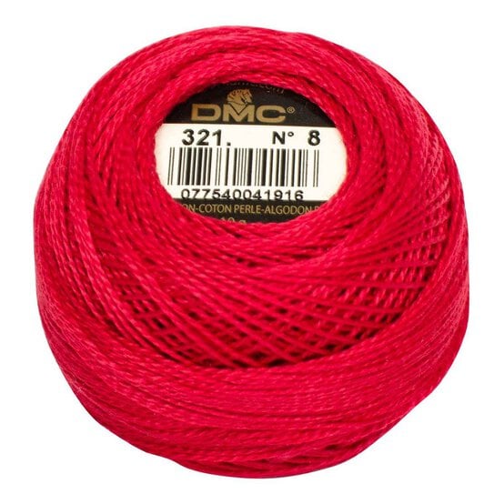 DMC Red Pearl Cotton Thread on a Ball Size 8 80m (321)