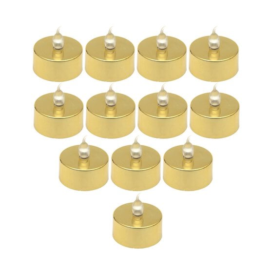 LED Gold Tealights 12 Pack