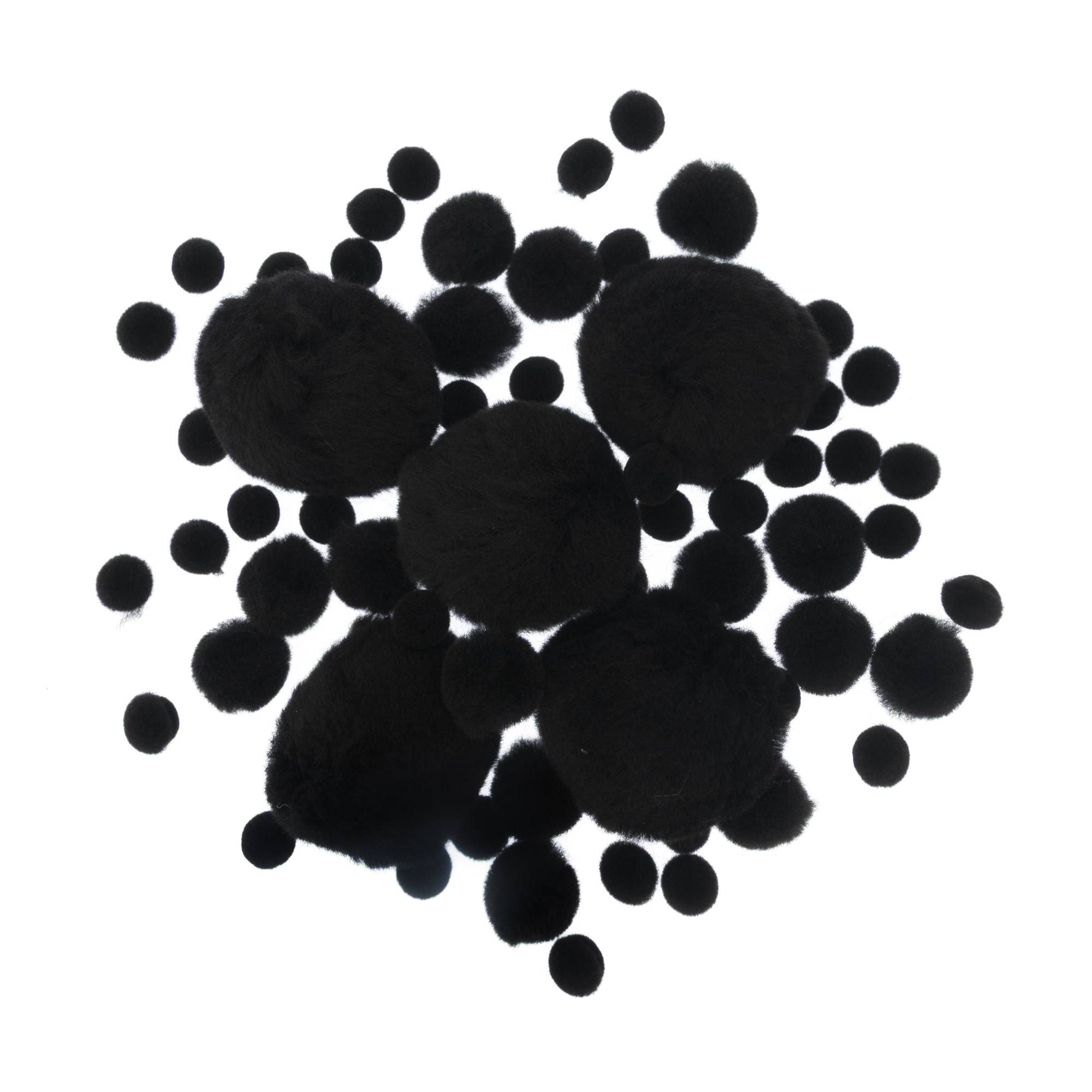 Black Pom Poms 60 Pack