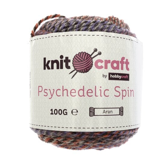 Knitcraft Purple and Grey Psychedelic Spin 100g