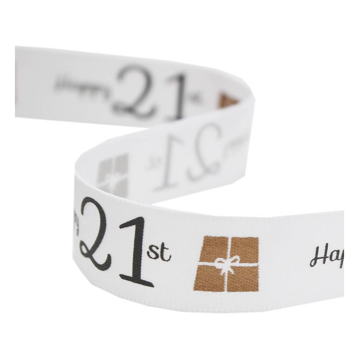 Happy 21st Satin Ribbon 16mm x 4m