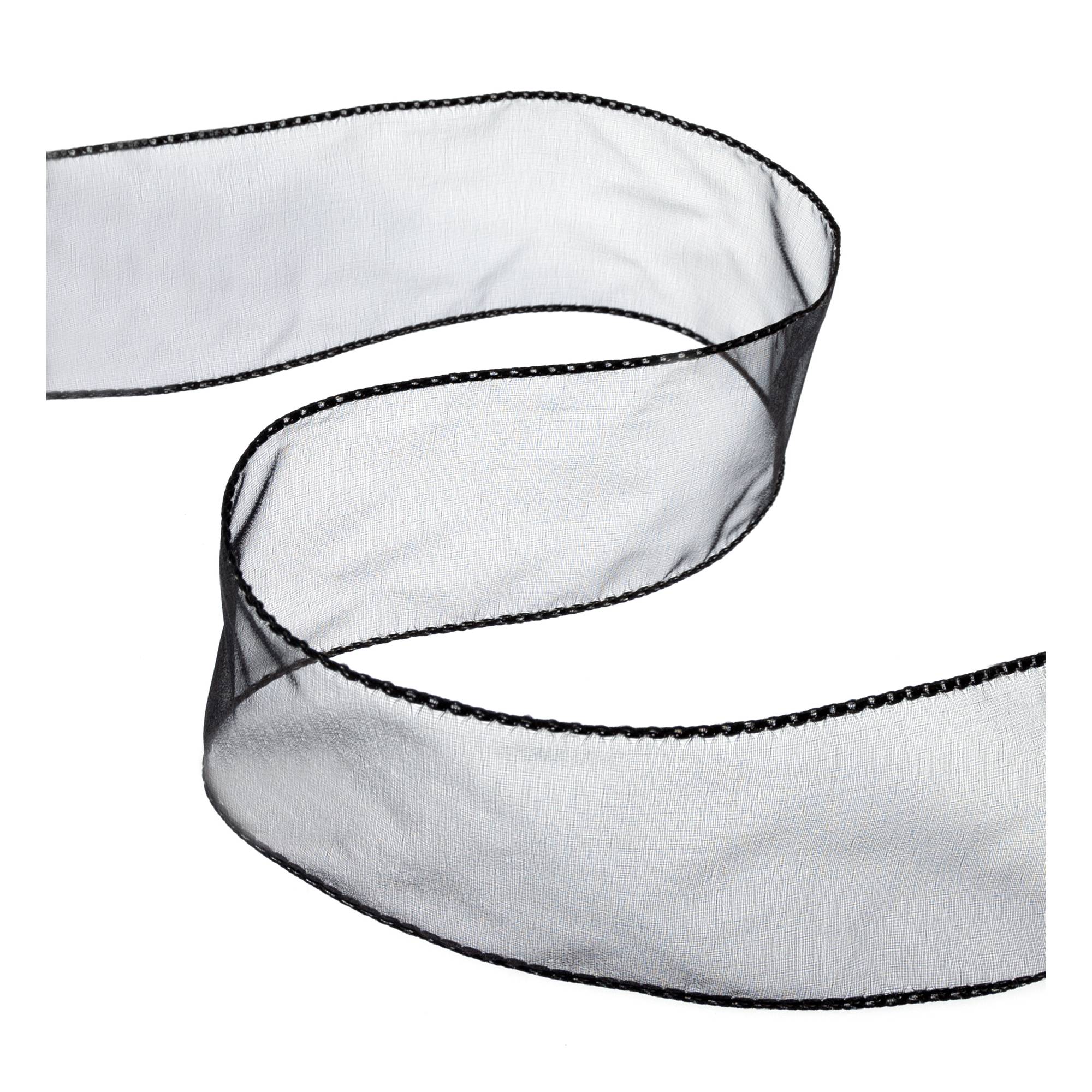 Black Wire Edge Organza Ribbon 63mm x 3m