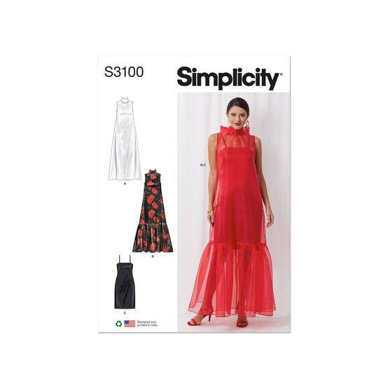 Simplicity Women’s Occasion Dress and Slip Sewing Pattern S3100 (18-26)