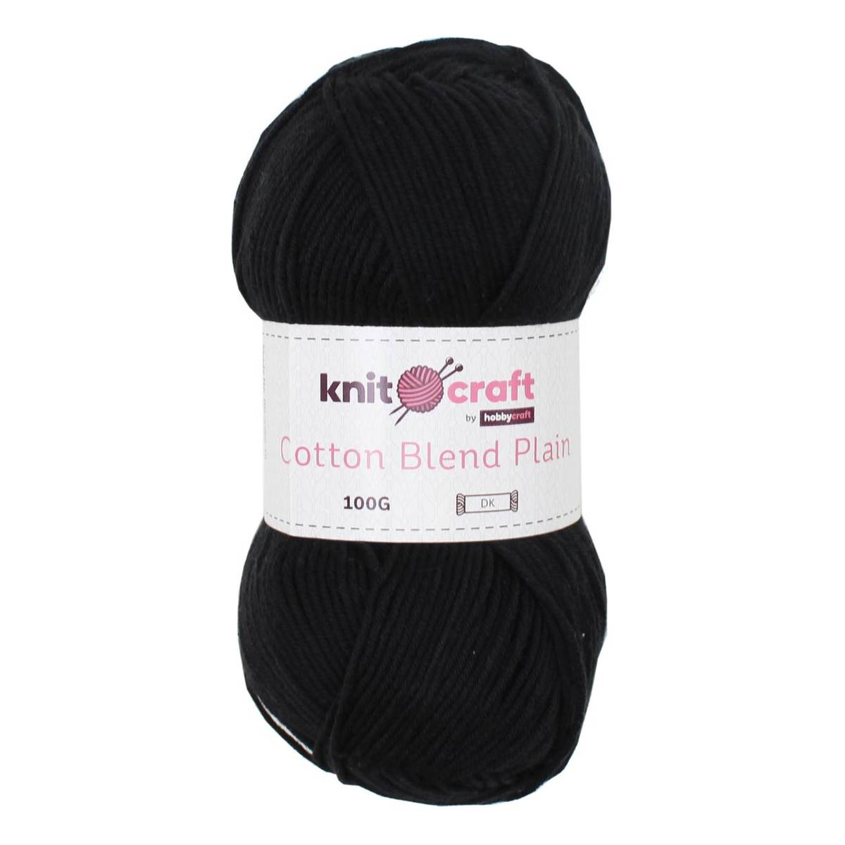 Knitcraft Black Cotton Blend Plain DK Yarn 100g
