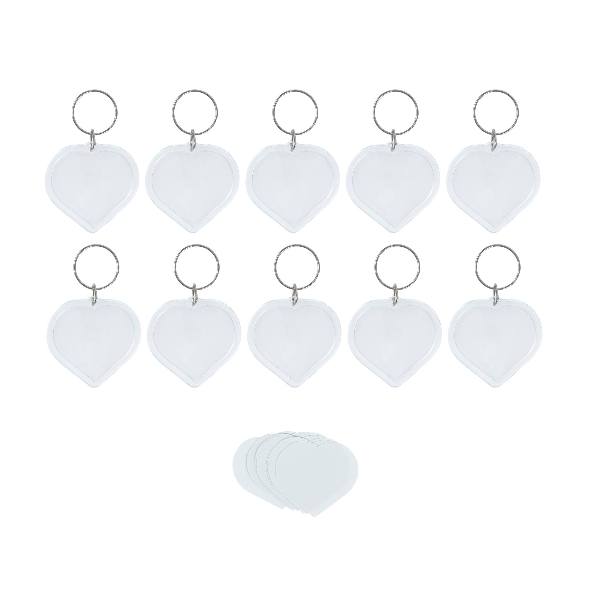 Clear Heart Keyrings 10 Pack