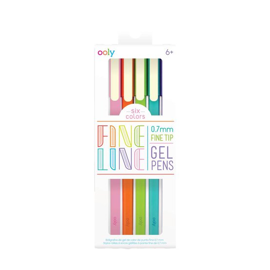 Fine Line Coloured Gel Pens 6 Pack