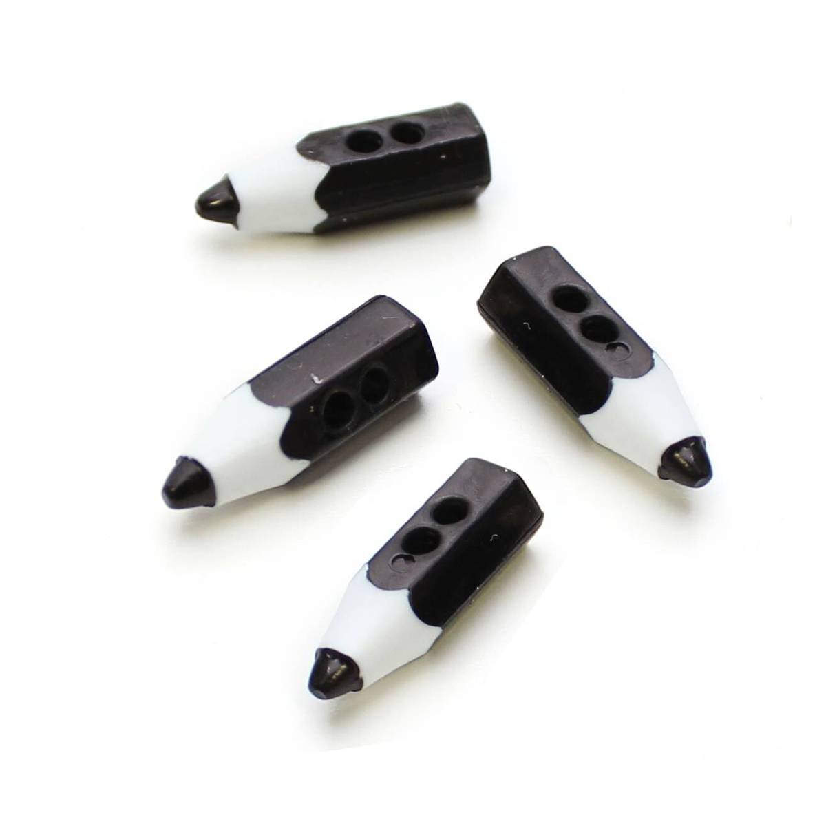 Hemline Black Pencil Crayon Buttons 4 Pack