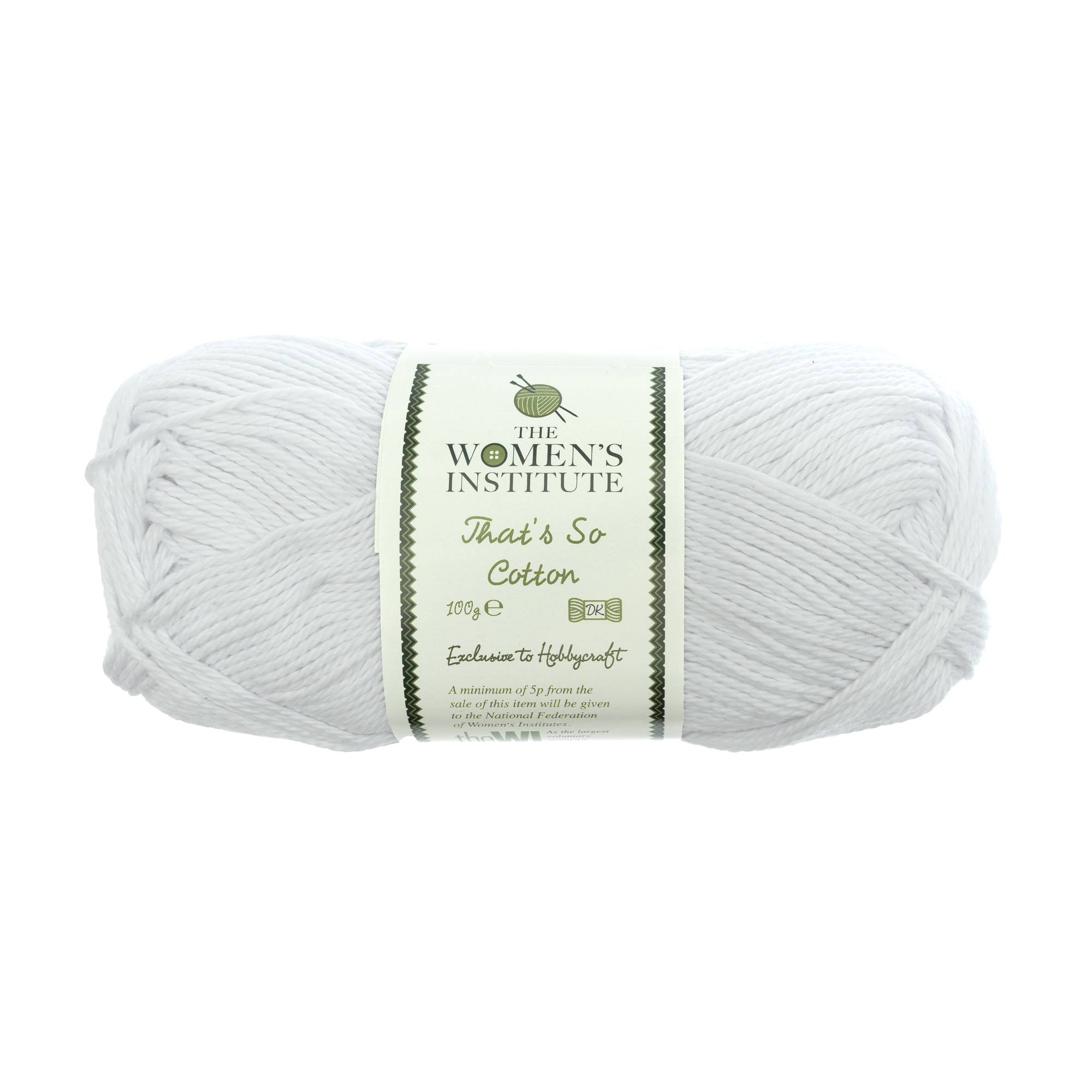 Women’s Institute White That’s So Cotton DK Yarn 100g