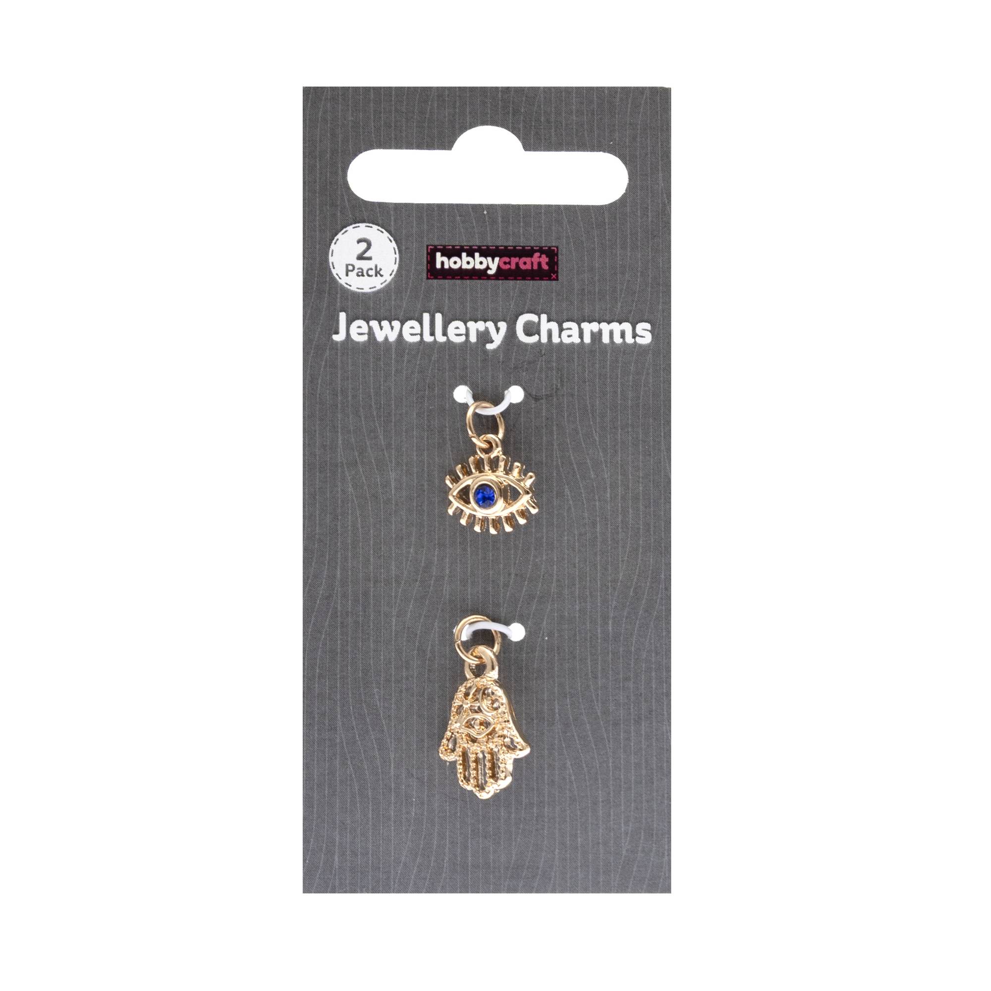 Gold Eye and Hand Jewellery Charms 2 Pack
