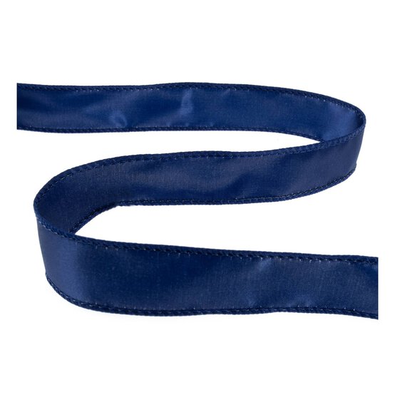 Navy Wire Edge Satin Ribbon 25mm x 3m