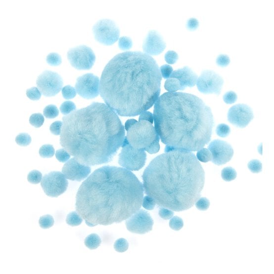 Light Blue Pom Poms 60 Pack
