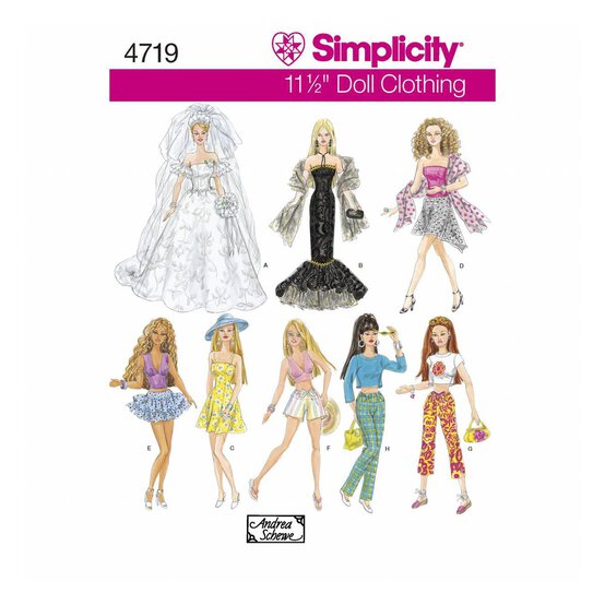 Simplicity Doll Clothing Sewing Pattern 4719