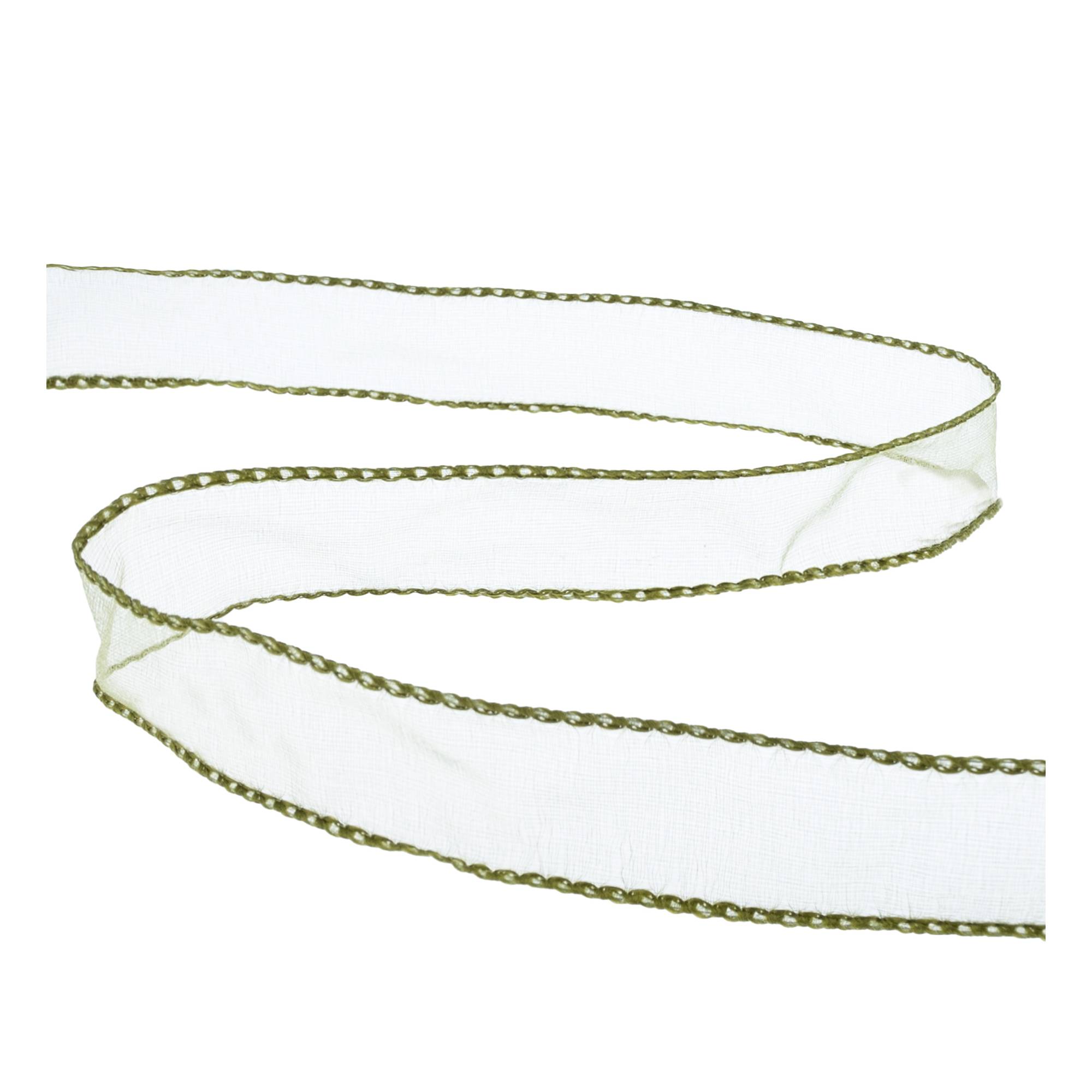 Green Wire Edge Organza Ribbon 25mm x 3m