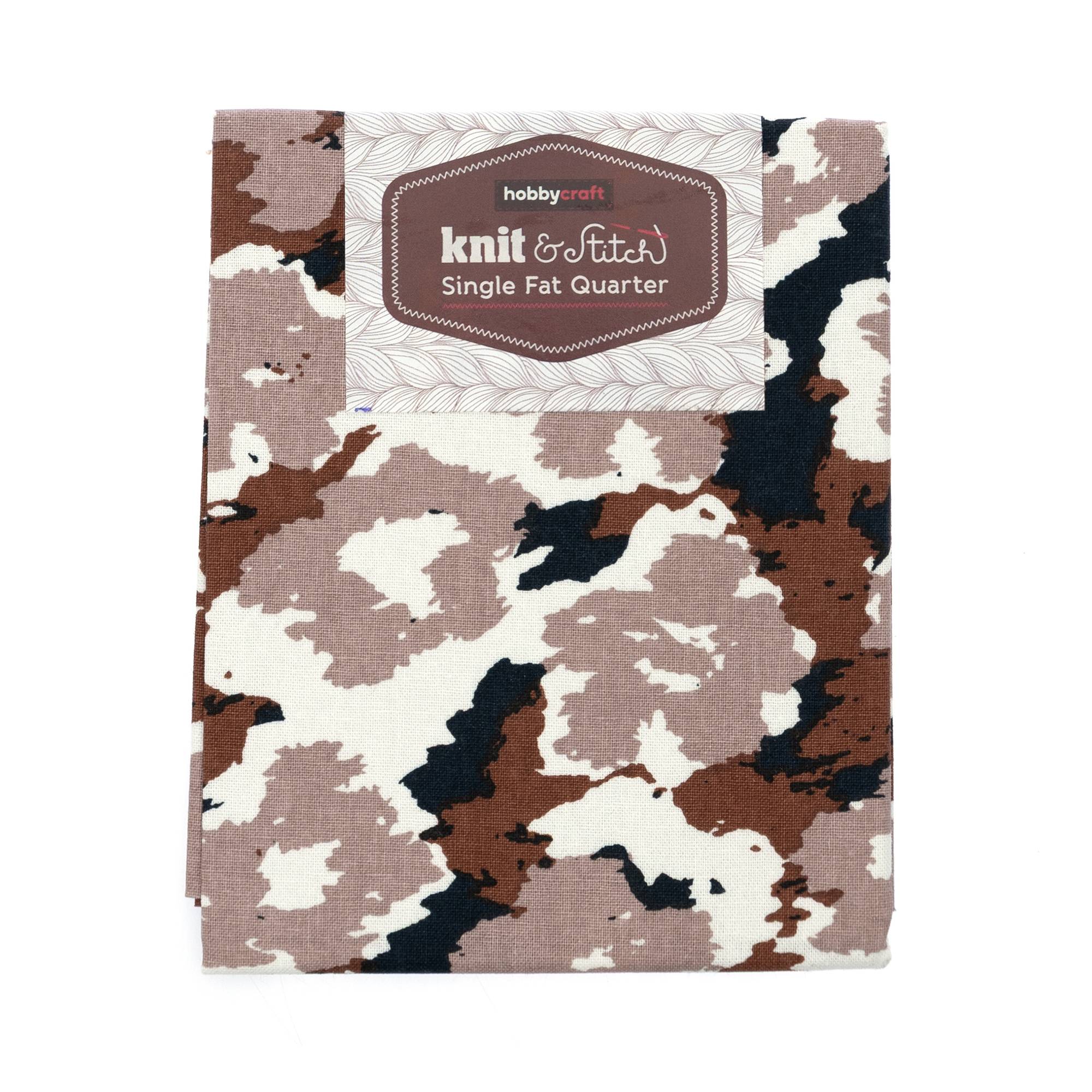 Brown Floral Camo Single Cotton Fat Quarter