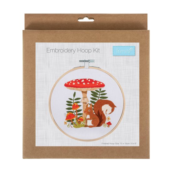 Trimits Toadstool Squirrel Embroidery Hoop Kit