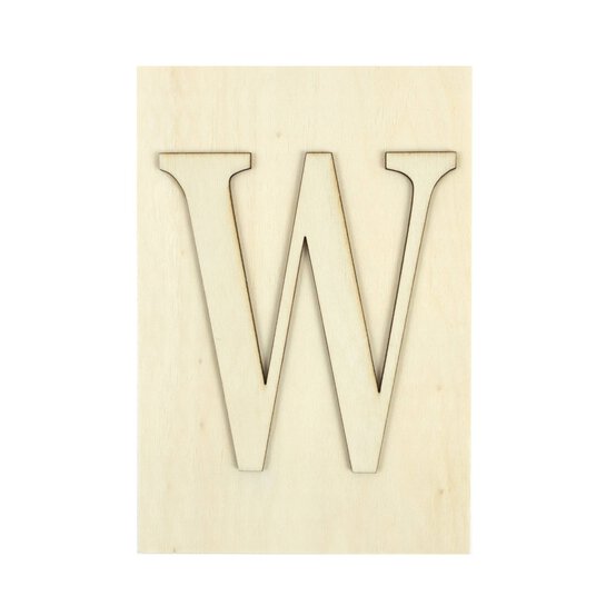 Wooden Letter W Plaque 10cm x 15cm