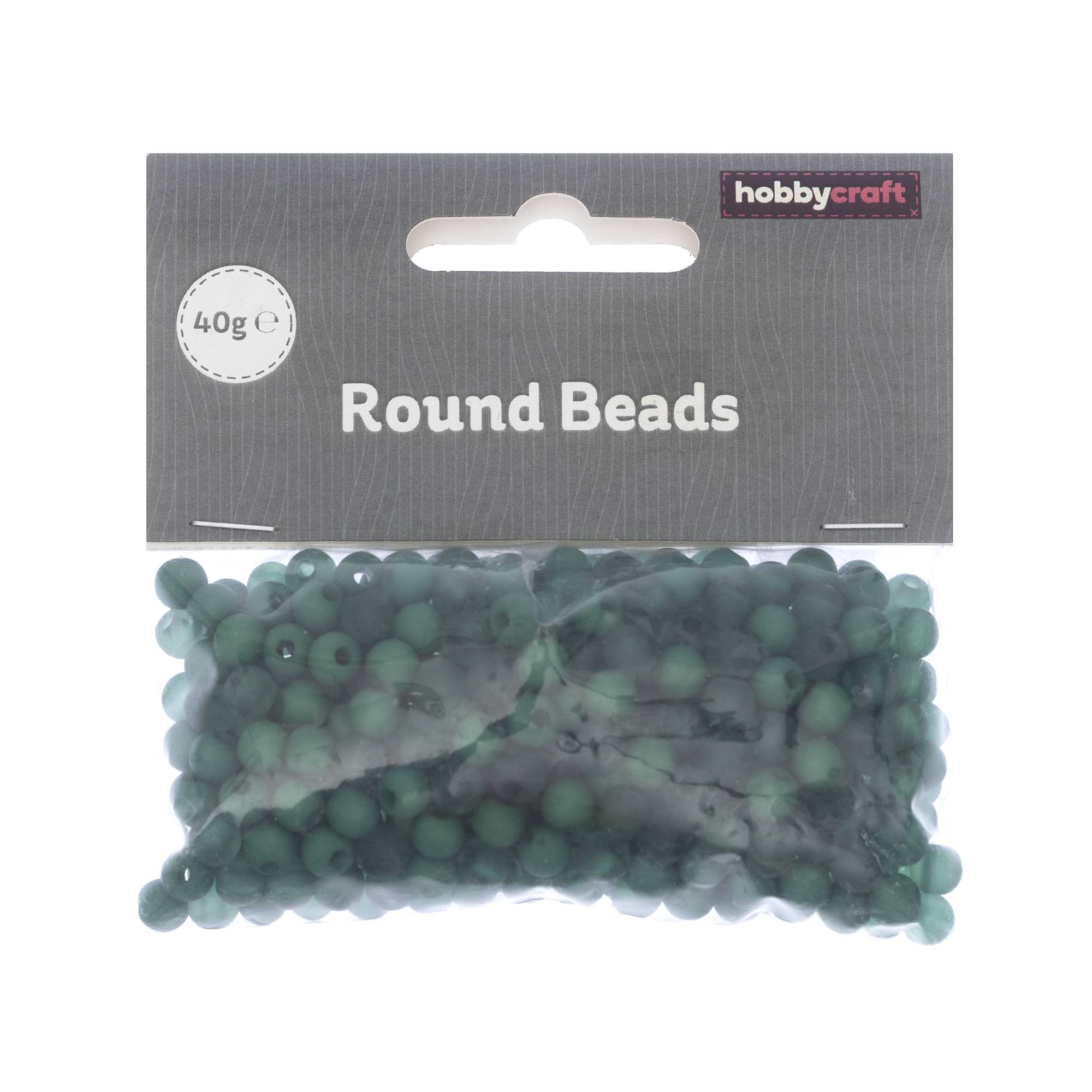 Deep Green Round Plastic Beads 6mm 40g