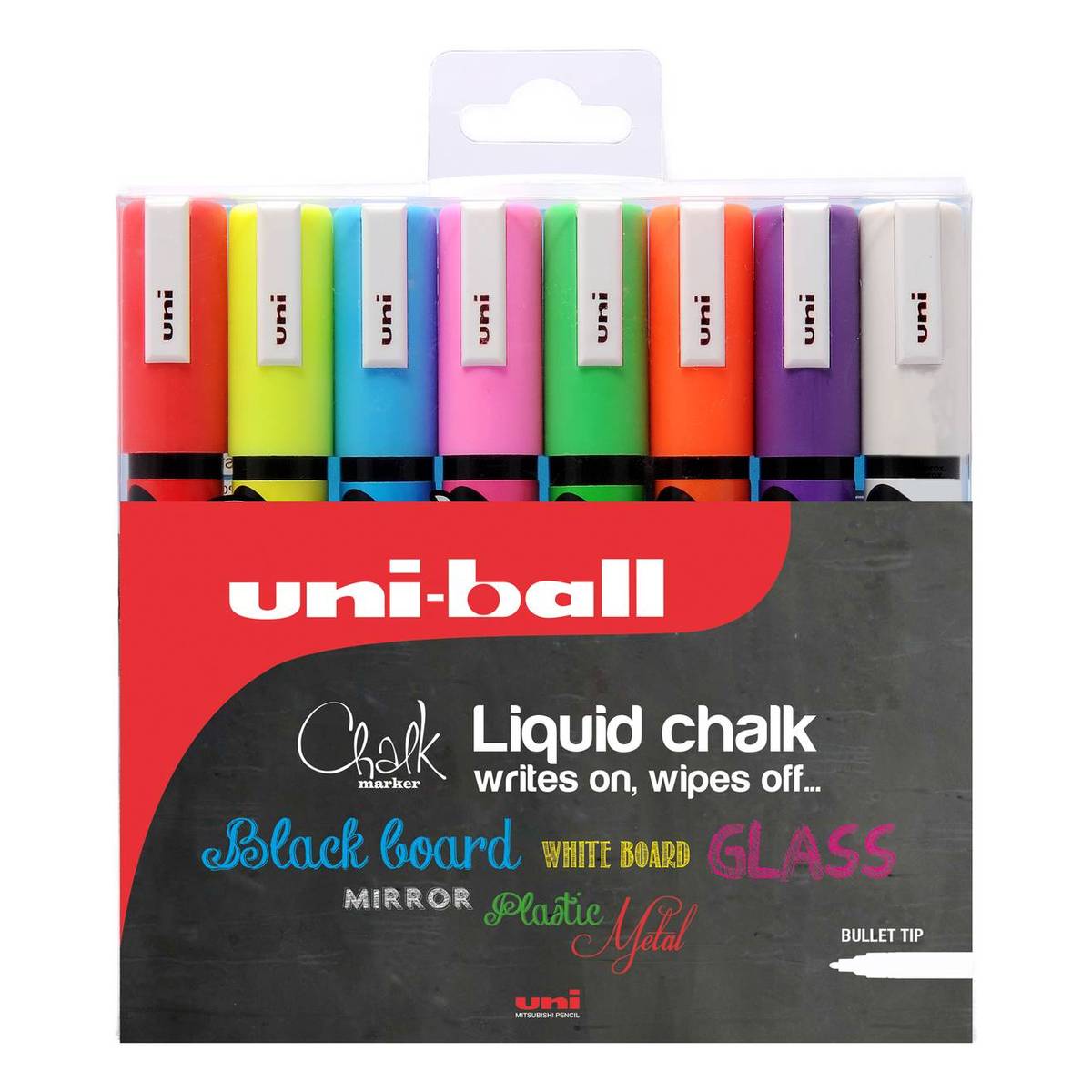 Uni-ball PWE-5M Liquid Chalk Marker Pens 8 Pack