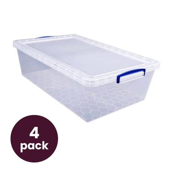 Really Useful Underbed Plastic Storage Box?43 Litres 4 Pack Bundle