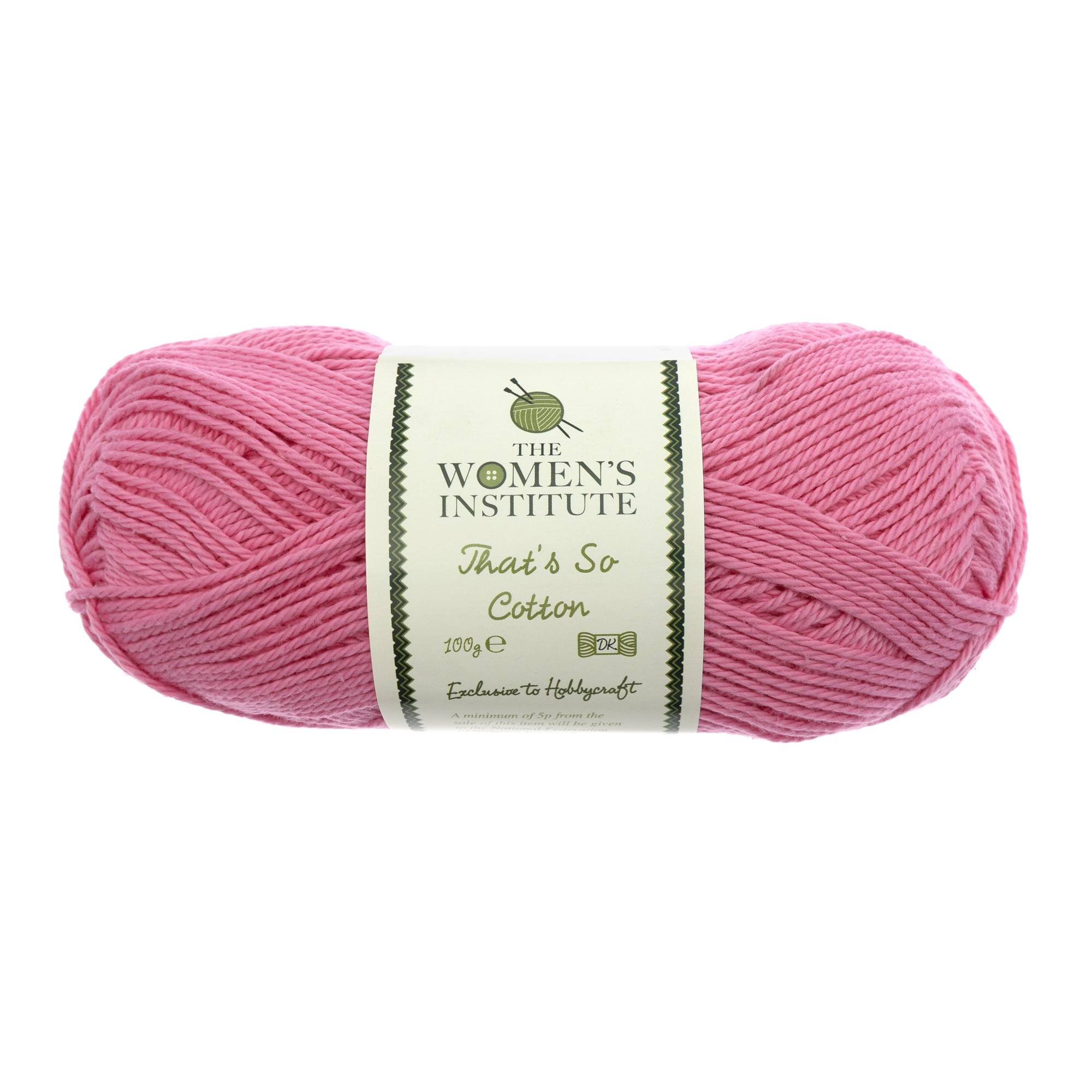 Women’s Institute Hot Pink That’s So Cotton DK Yarn 100g
