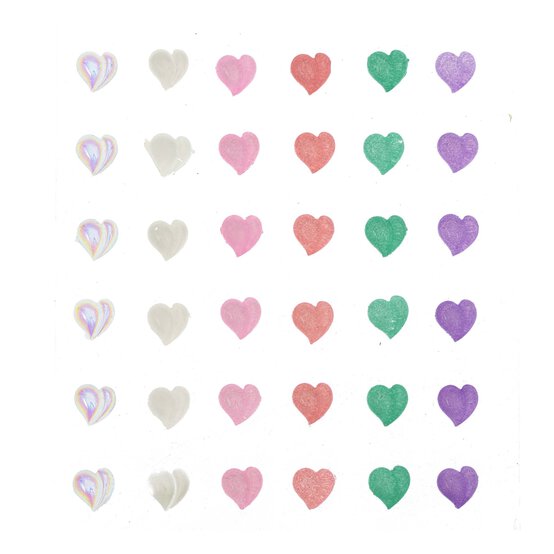 Multicolour Heart Gem Stickers 8mm 36 Pack