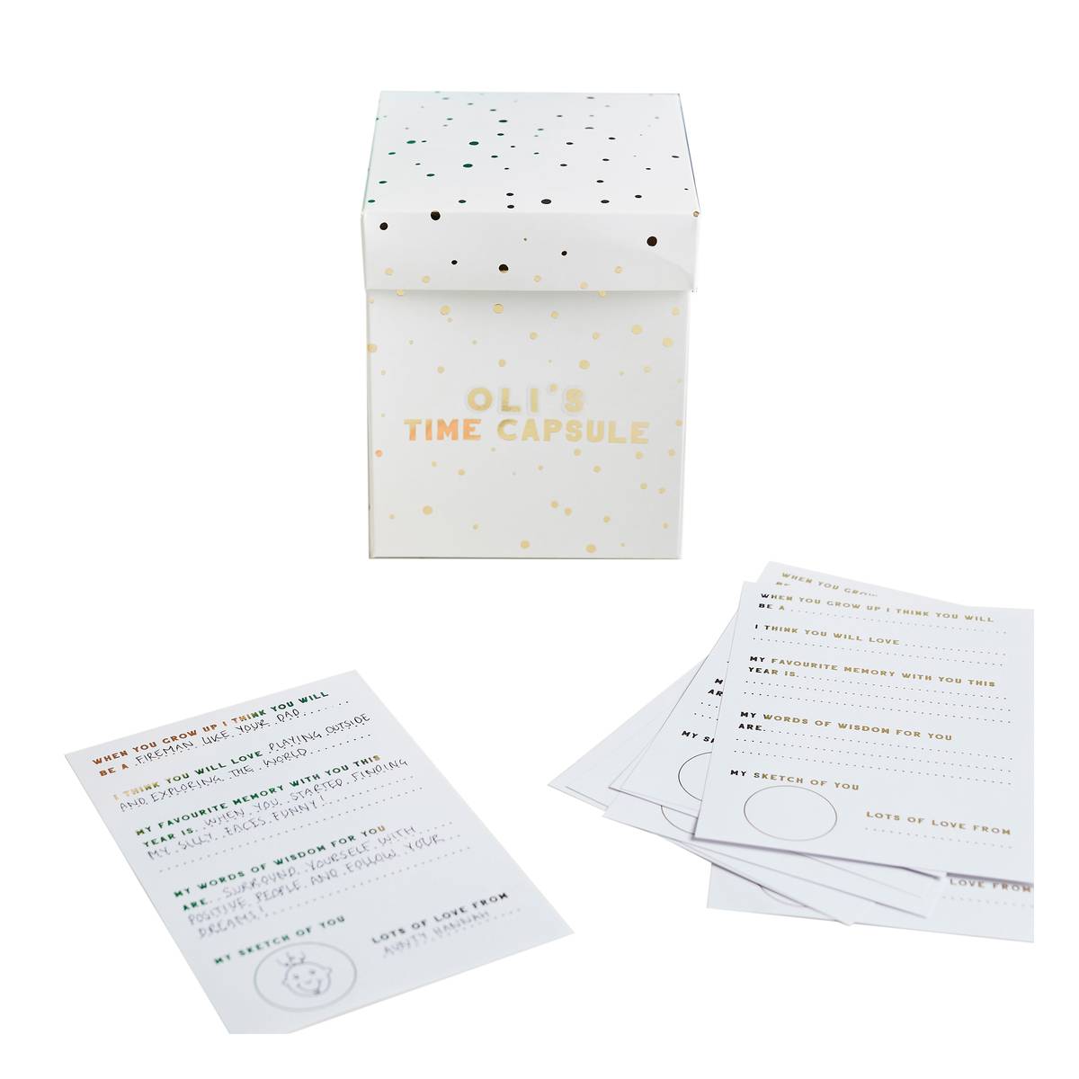 Baby Shower White and Gold Time Capsule