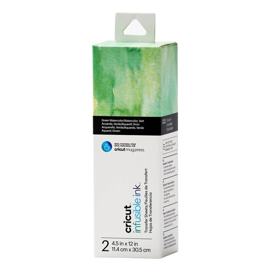 Cricut Infusible Ink Green Watercolour Mug Press Transfer Sheets 2 Pack
