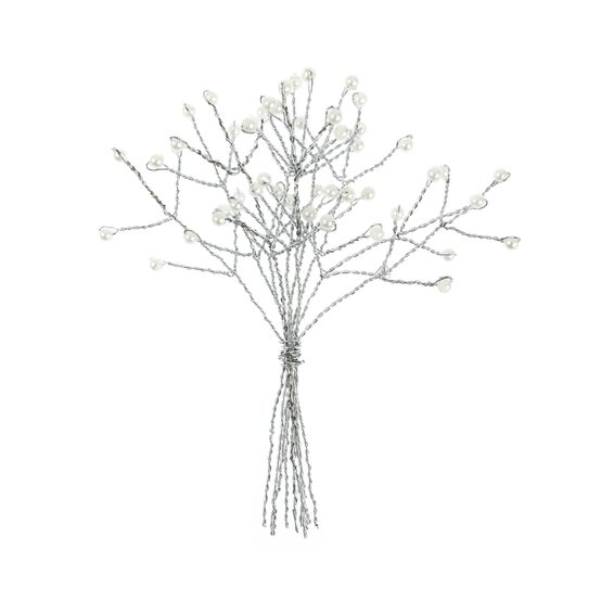 Silver Pearl Branch Wired Embellishments 10 Pack