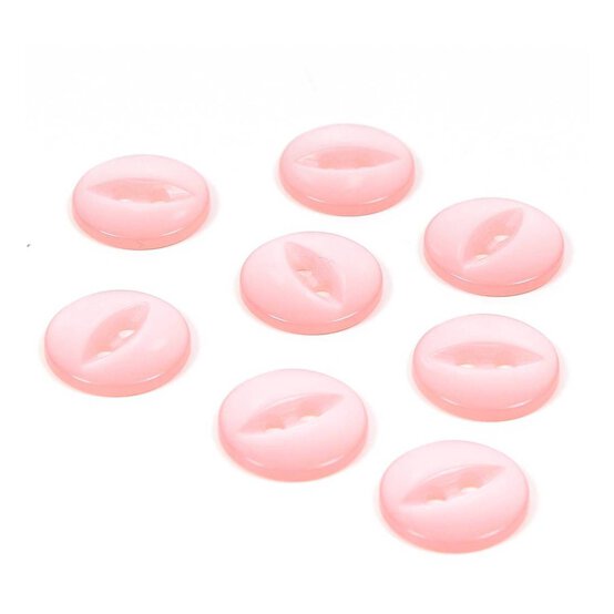 Hemline Pink Basic Fish Eye Button 8 Pack