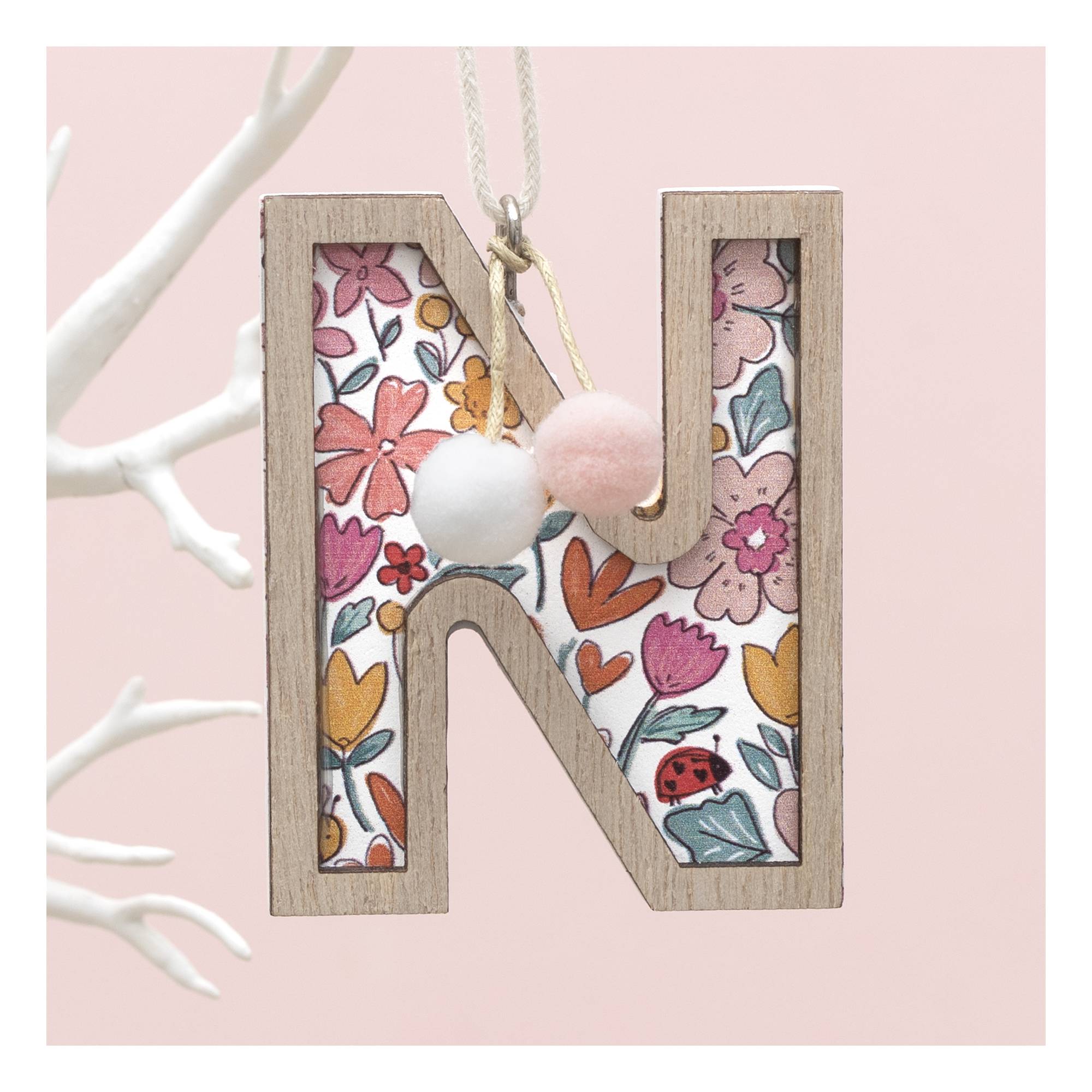 Hanging Wooden Letter N 7.5cm
