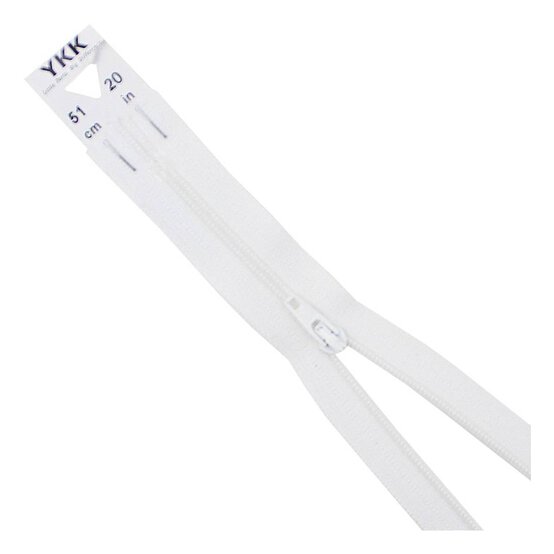 YKK White Dress and Skirt Zip 51cm