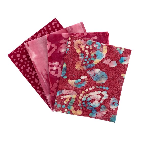 Pink Batik Cotton Fat Quarters 4 Pack