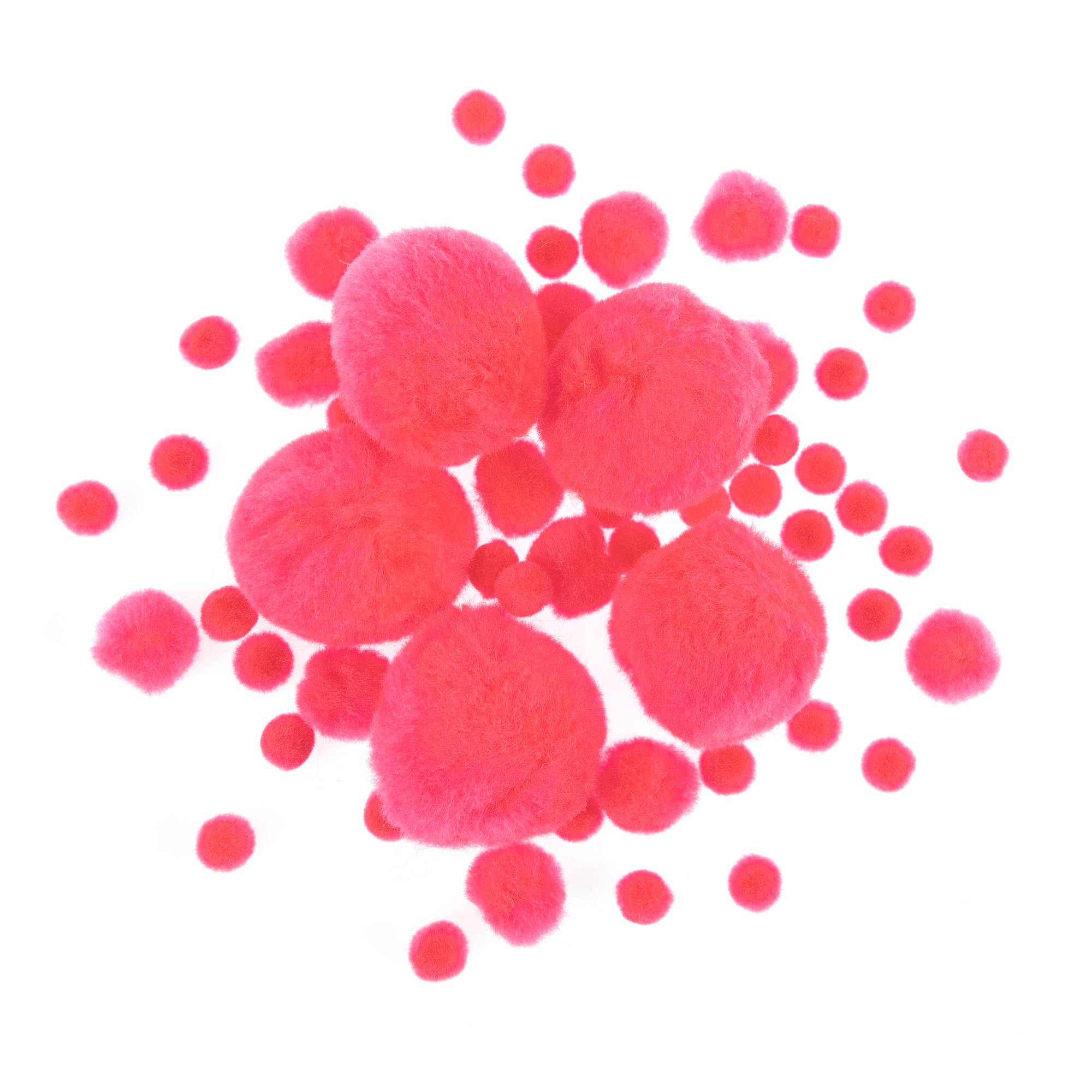Cerise Pom Poms 60 Pack