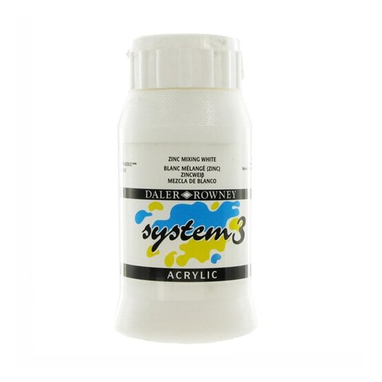 Daler-Rowney System 3 Zinc Mixing White Acrylic Paint 500ml