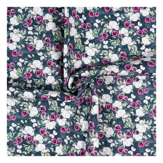 Woodland Wonders Rose and Pansy Cotton Fabric by the Metre