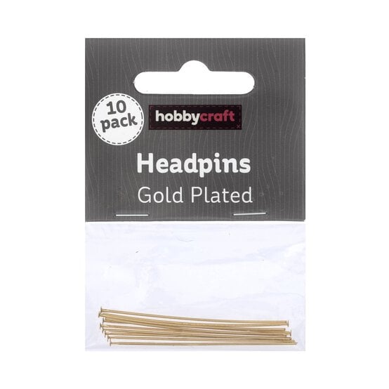 Gold Plated Ball Headpins 10 Pack