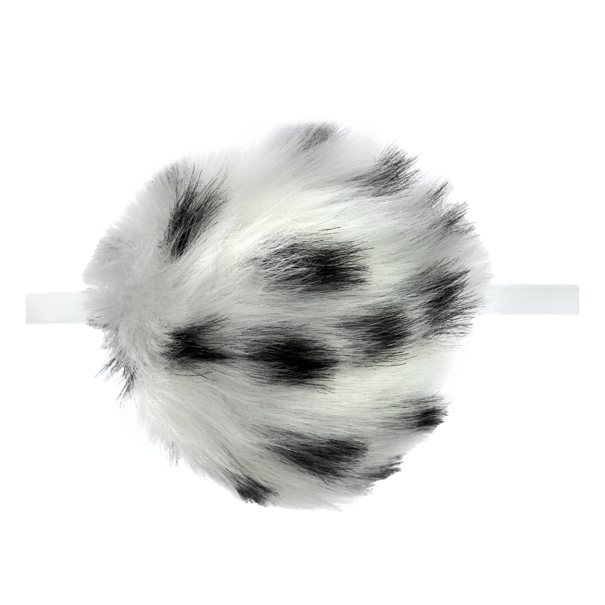 White Spot Faux Fur Pom Pom 11cm