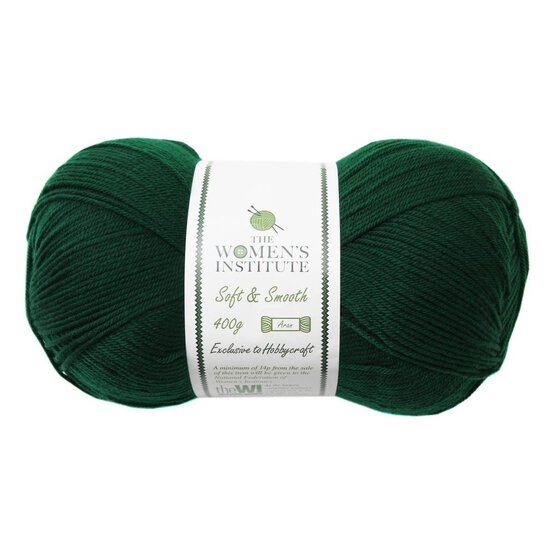 Women's Institute Dark Green Soft and Smooth Aran Yarn 400g