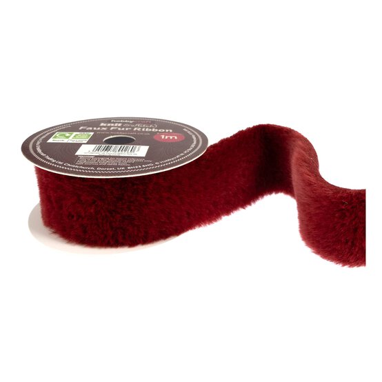 Burgundy Faux Fur Ribbon 3.5cm x 1m
